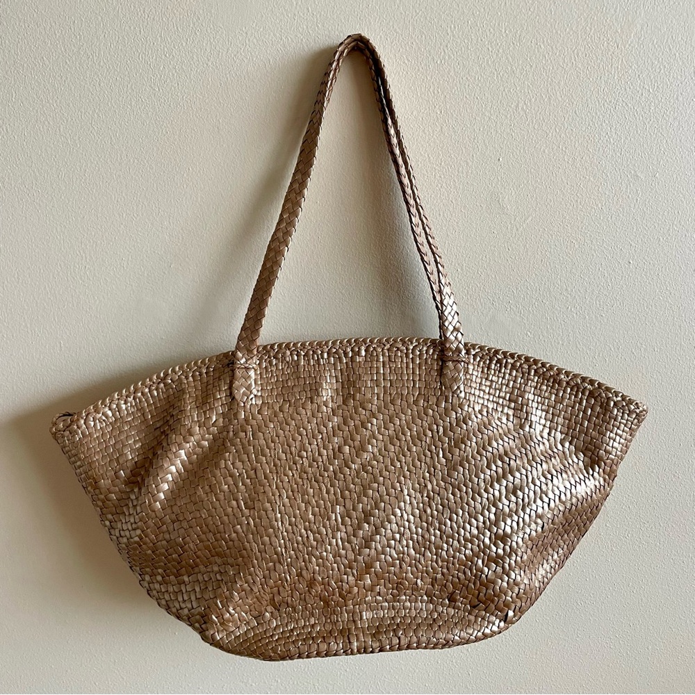Bronze Leather Woven Helen Kaminski Oversized Purse
